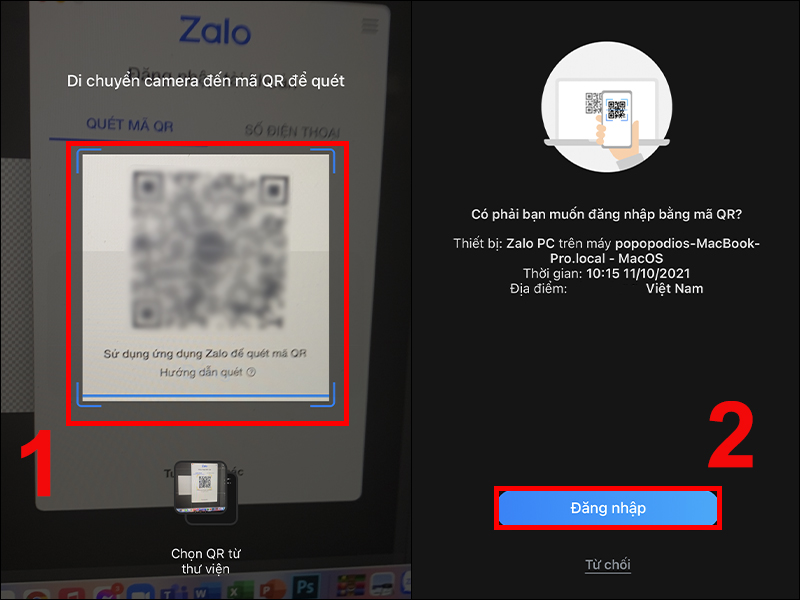 Cách đăng nhập Zalo bằng mã QR máy tính bước 3